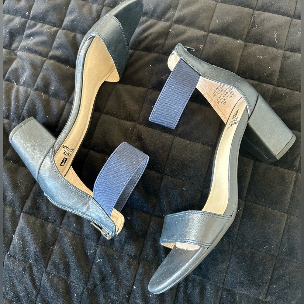 Dark Navy Block Heel Sandals comfy great with jeans or dressy